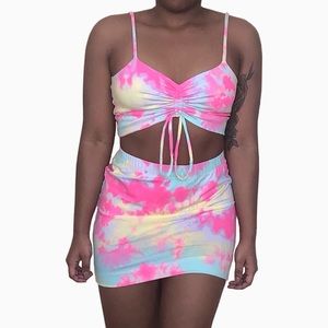 Tie Dye 💗💙💛 Two Piece Skirt Set